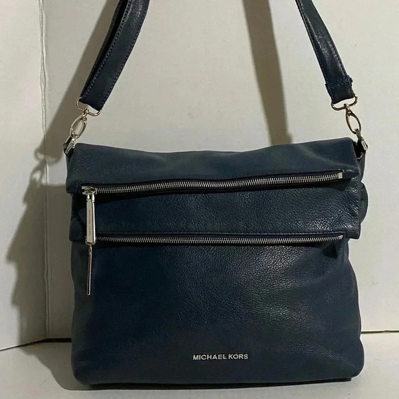 Michael kors navy blue leather satchel handbag - Picture 1 of 16